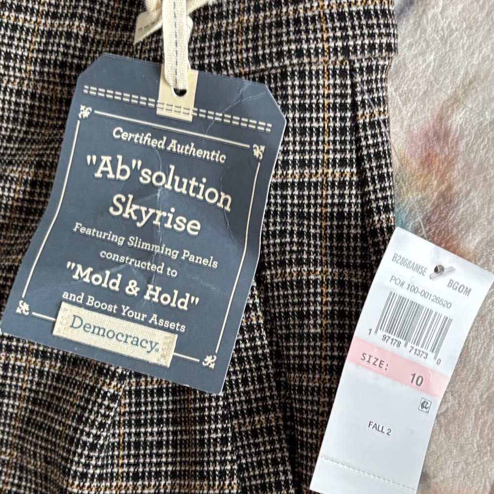 Men’s Inspired Plaid Pants For Women- Brown/Gray/Gold NWT - Picture 2 of 4